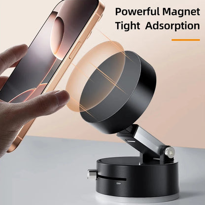 Universal Vacuum Magnetic Car Phone Holder Stand Dashboard Magnet Foldable Round Bracket Support Car Accessories