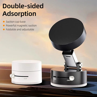 Universal Vacuum Magnetic Car Phone Holder Stand Dashboard Magnet Foldable Round Bracket Support Car Accessories