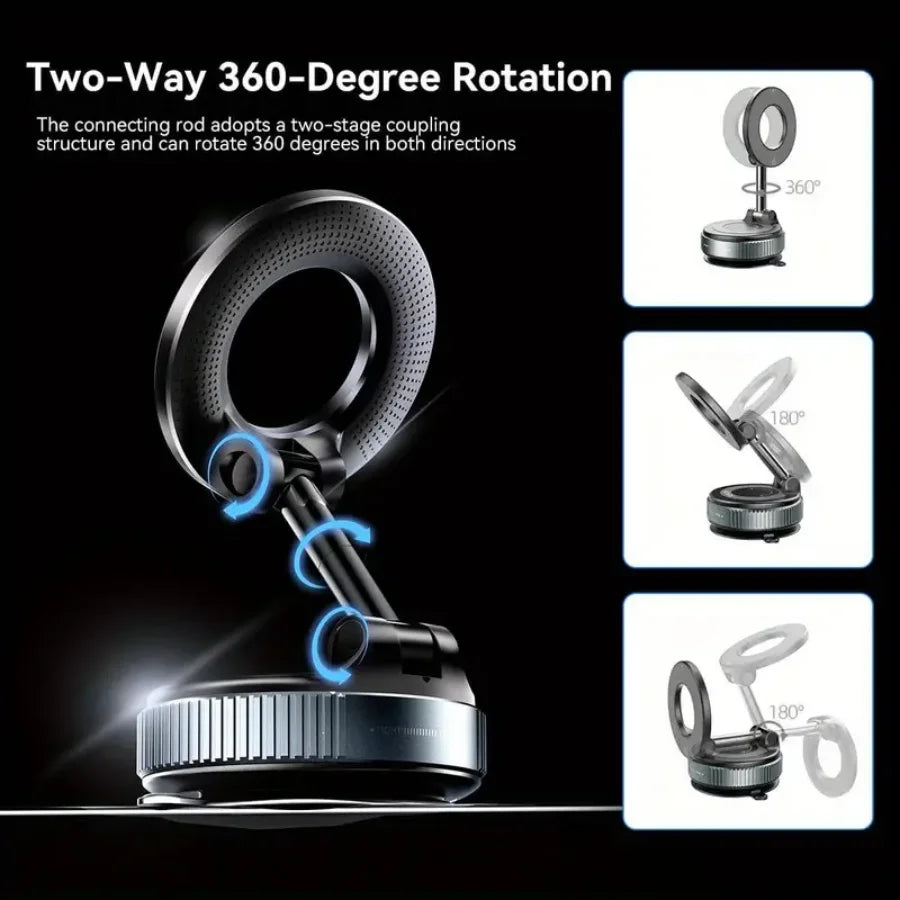 2026 Upgraded Vacuum Magnetic Car Phone Holder 360° Reinforced 96LBS Ultra Suction Cup Phone Mount for MagSafe Cell Phone